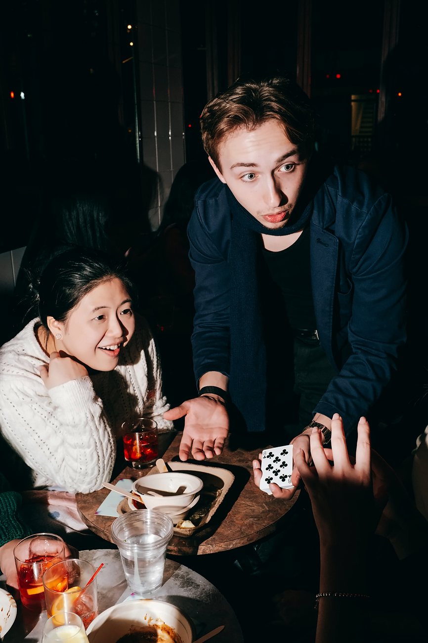 Tom revealing the eight of clubs